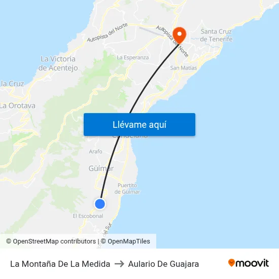 La Montaña De La Medida to Aulario De Guajara map