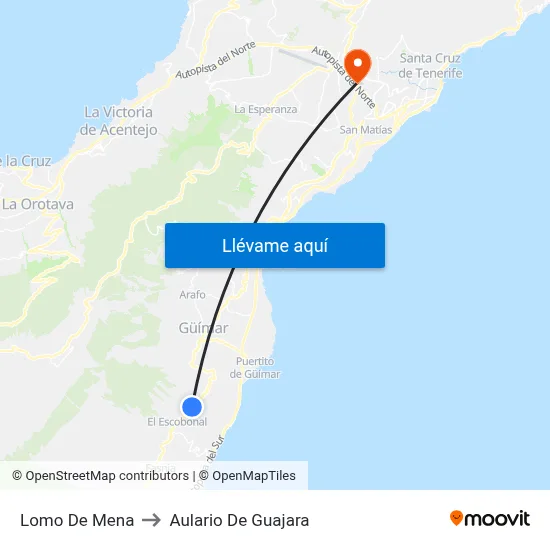 Lomo De Mena to Aulario De Guajara map