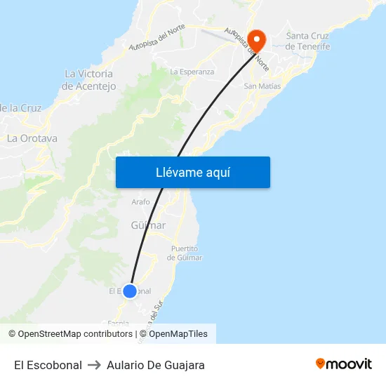 El Escobonal to Aulario De Guajara map