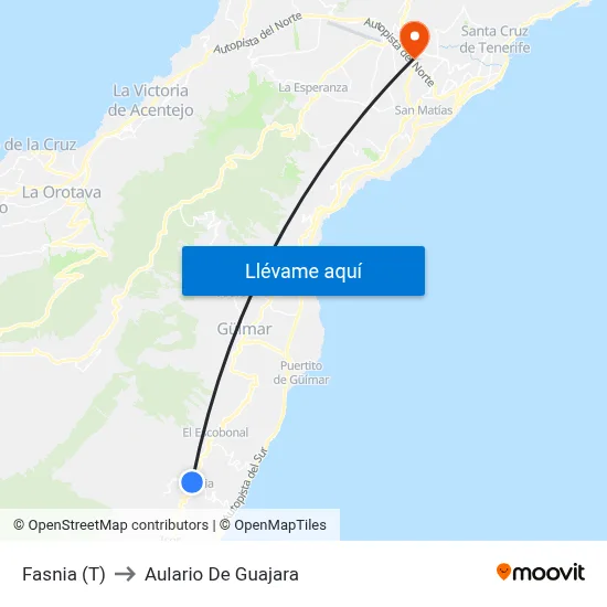 Fasnia (T) to Aulario De Guajara map
