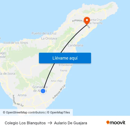 Colegio Los Blanquitos to Aulario De Guajara map