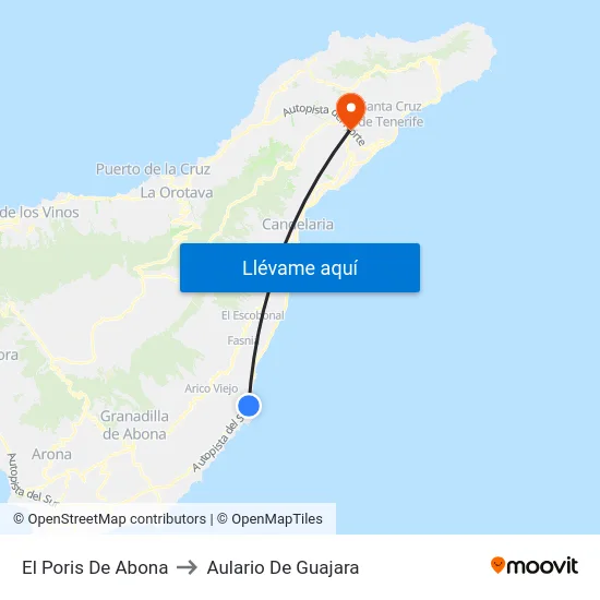 El Poris De Abona to Aulario De Guajara map