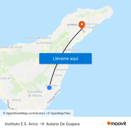 Instituto E.S. Arico to Aulario De Guajara map