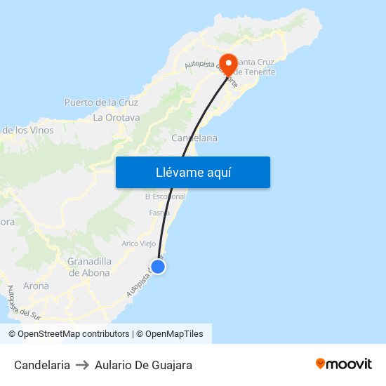 Candelaria to Aulario De Guajara map