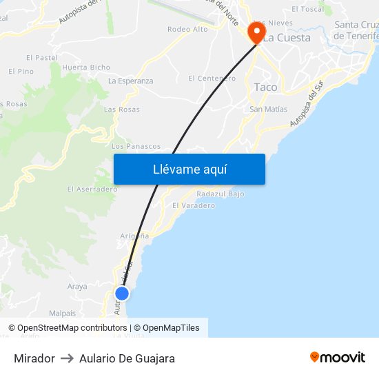 Mirador to Aulario De Guajara map