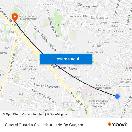 Cuartel Guardia Civil to Aulario De Guajara map