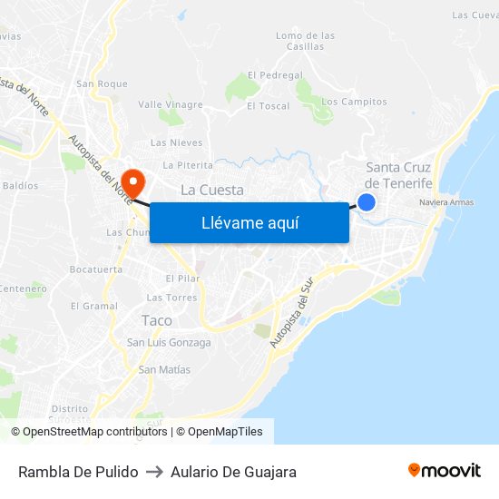 Rambla De Pulido to Aulario De Guajara map