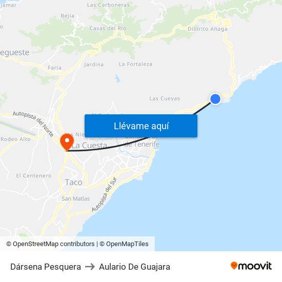 Dársena Pesquera to Aulario De Guajara map
