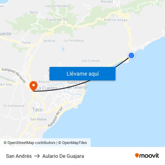 San Andrés to Aulario De Guajara map