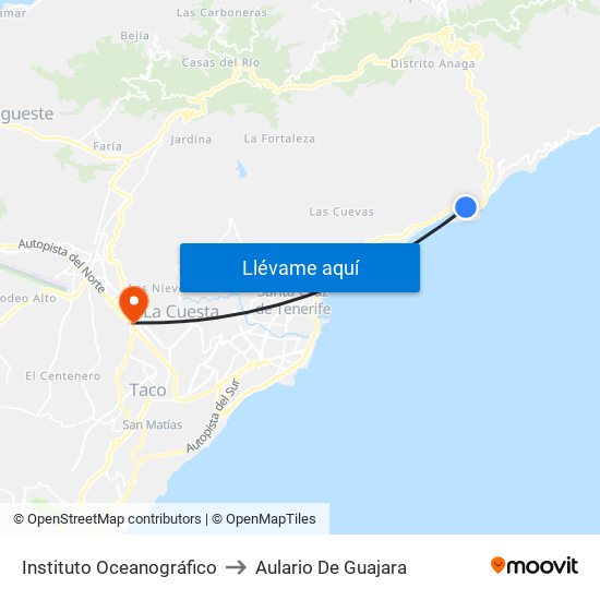 Instituto Oceanográfico to Aulario De Guajara map