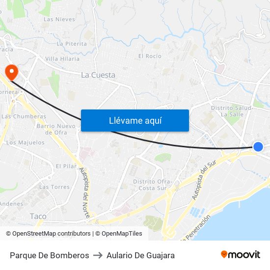 Parque De Bomberos to Aulario De Guajara map
