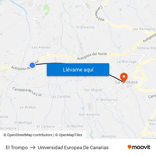 El Trompo to Universidad Europea De Canarias map