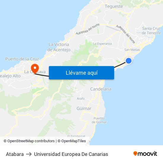 Atabara to Universidad Europea De Canarias map