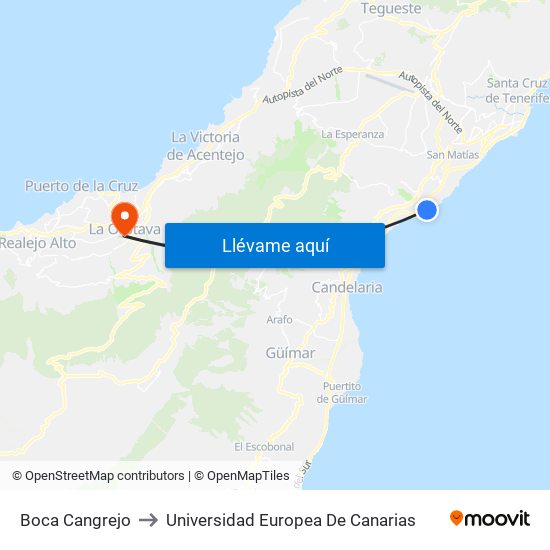 Boca Cangrejo to Universidad Europea De Canarias map