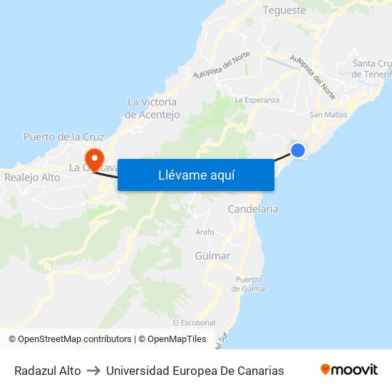 Radazul Alto to Universidad Europea De Canarias map