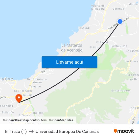 El Trazo (T) to Universidad Europea De Canarias map