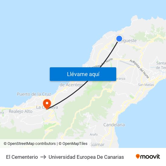 El Cementerio to Universidad Europea De Canarias map