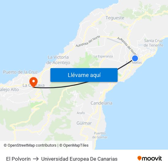 El Polvorín to Universidad Europea De Canarias map