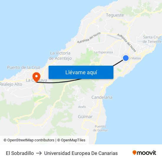 El Sobradillo to Universidad Europea De Canarias map