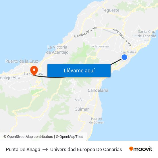 Punta De Anaga to Universidad Europea De Canarias map