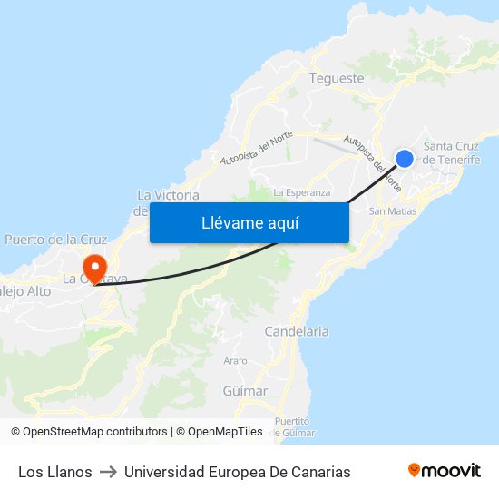 Los Llanos to Universidad Europea De Canarias map