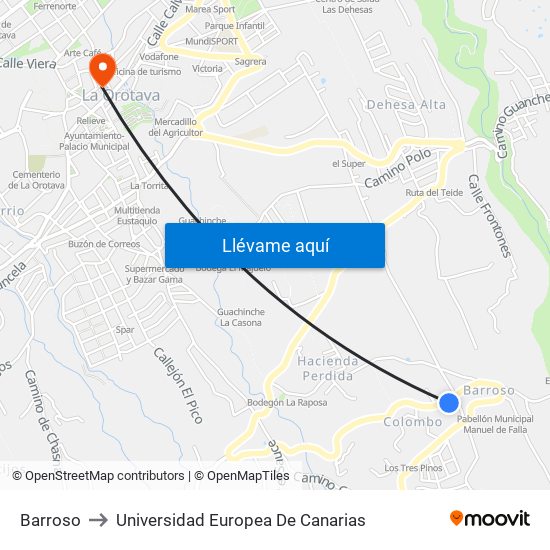 Barroso to Universidad Europea De Canarias map