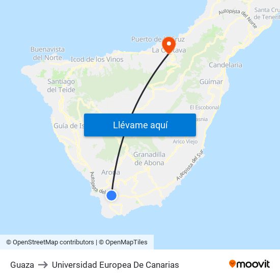 Guaza to Universidad Europea De Canarias map