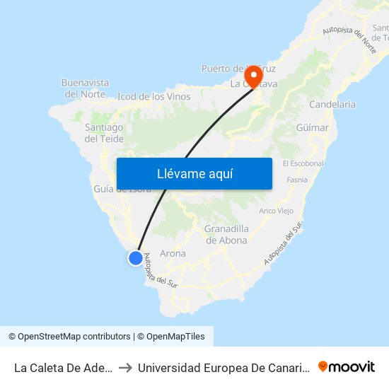 La Caleta De Adeje to Universidad Europea De Canarias map