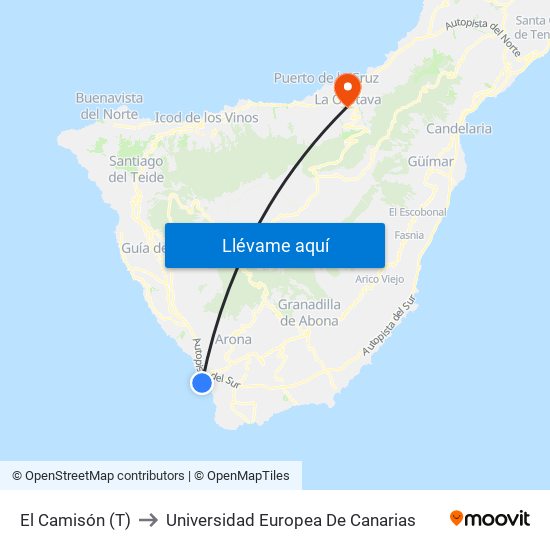 El Camisón (T) to Universidad Europea De Canarias map