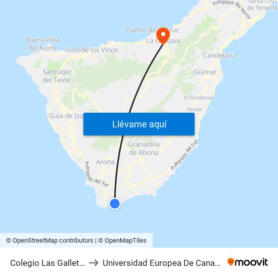 Colegio Las Galletas to Universidad Europea De Canarias map