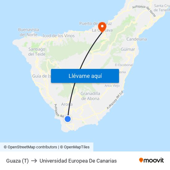 Guaza (T) to Universidad Europea De Canarias map