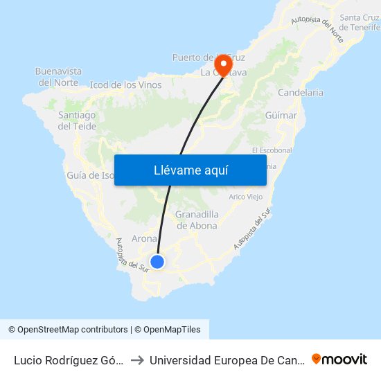 Lucio Rodríguez Gómez to Universidad Europea De Canarias map