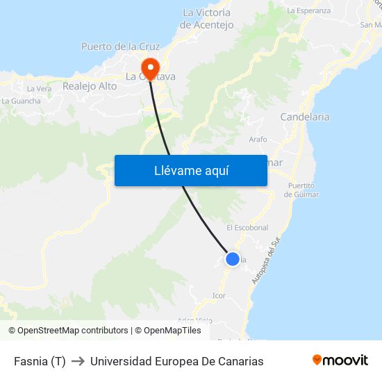 Fasnia (T) to Universidad Europea De Canarias map