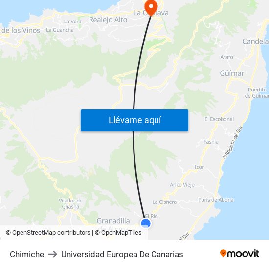 Chimiche to Universidad Europea De Canarias map