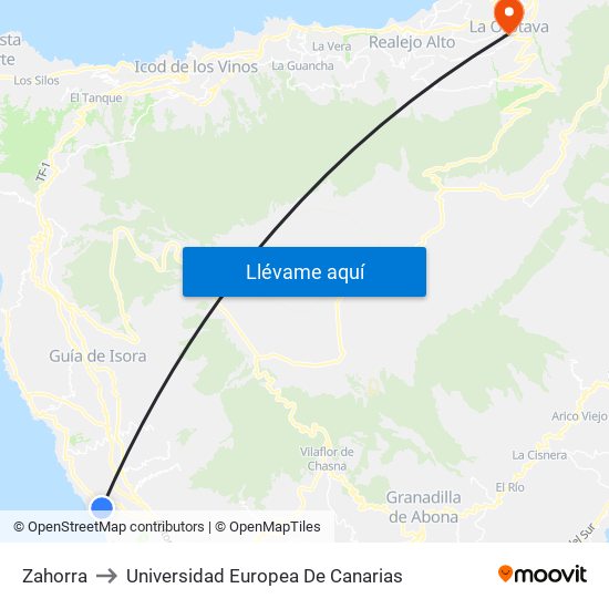 Zahorra to Universidad Europea De Canarias map