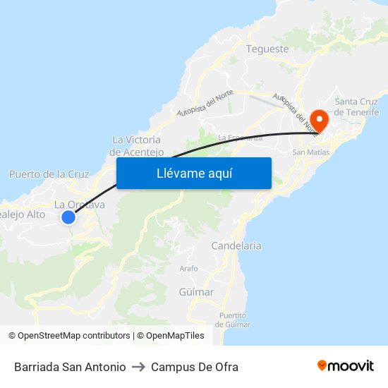 Barriada San Antonio to Campus De Ofra map