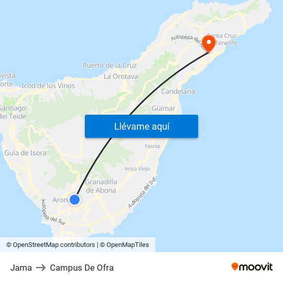 Jama to Campus De Ofra map