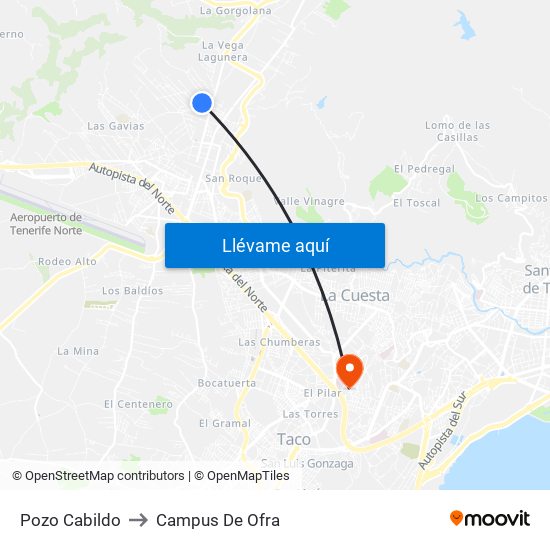 Pozo Cabildo to Campus De Ofra map