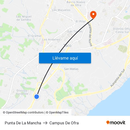 Punta De La Mancha to Campus De Ofra map