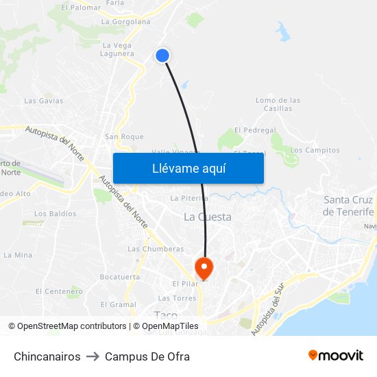 Chincanairos to Campus De Ofra map