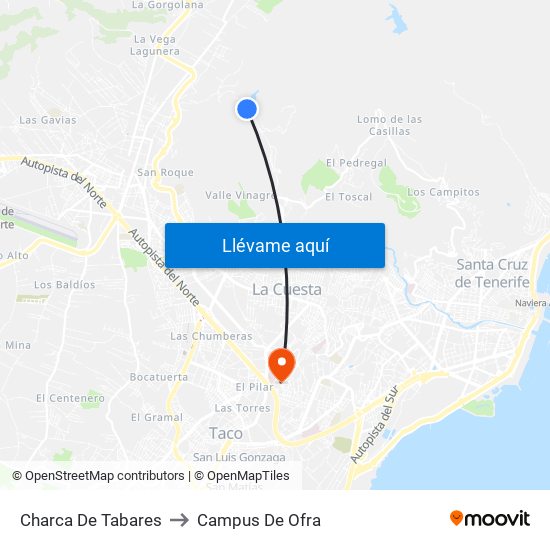 Charca De Tabares to Campus De Ofra map