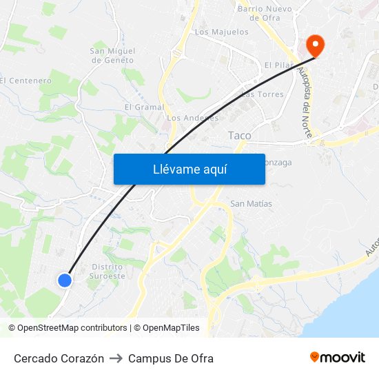 Cercado Corazón to Campus De Ofra map