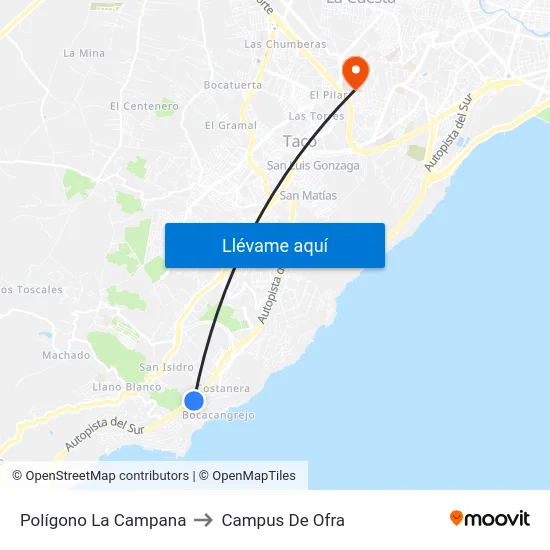 Polígono La Campana to Campus De Ofra map