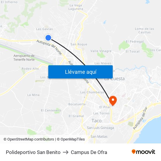 Polideportivo San Benito to Campus De Ofra map