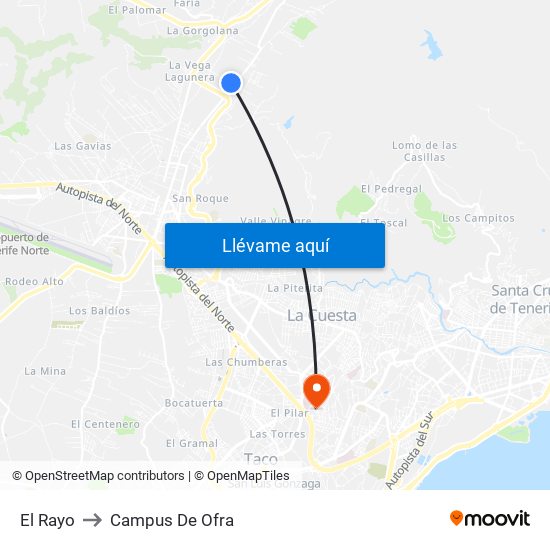 El Rayo to Campus De Ofra map