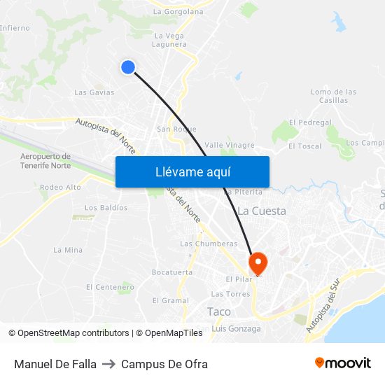Manuel De Falla to Campus De Ofra map