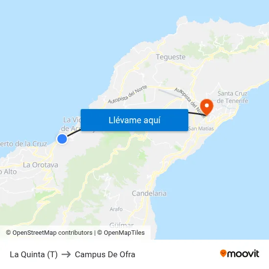 La Quinta (T) to Campus De Ofra map