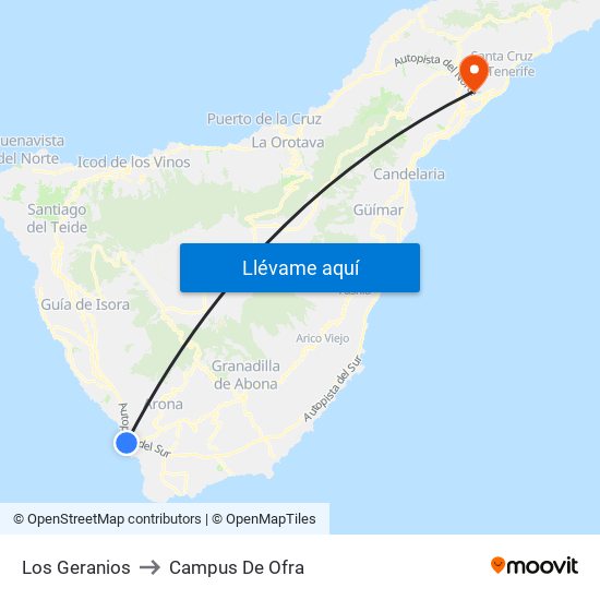 Los Geranios to Campus De Ofra map