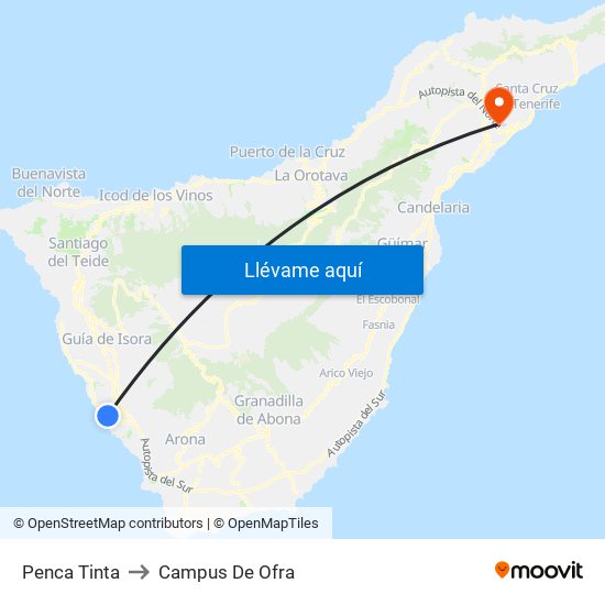 Penca Tinta to Campus De Ofra map