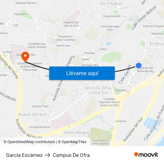 García Escámez to Campus De Ofra map